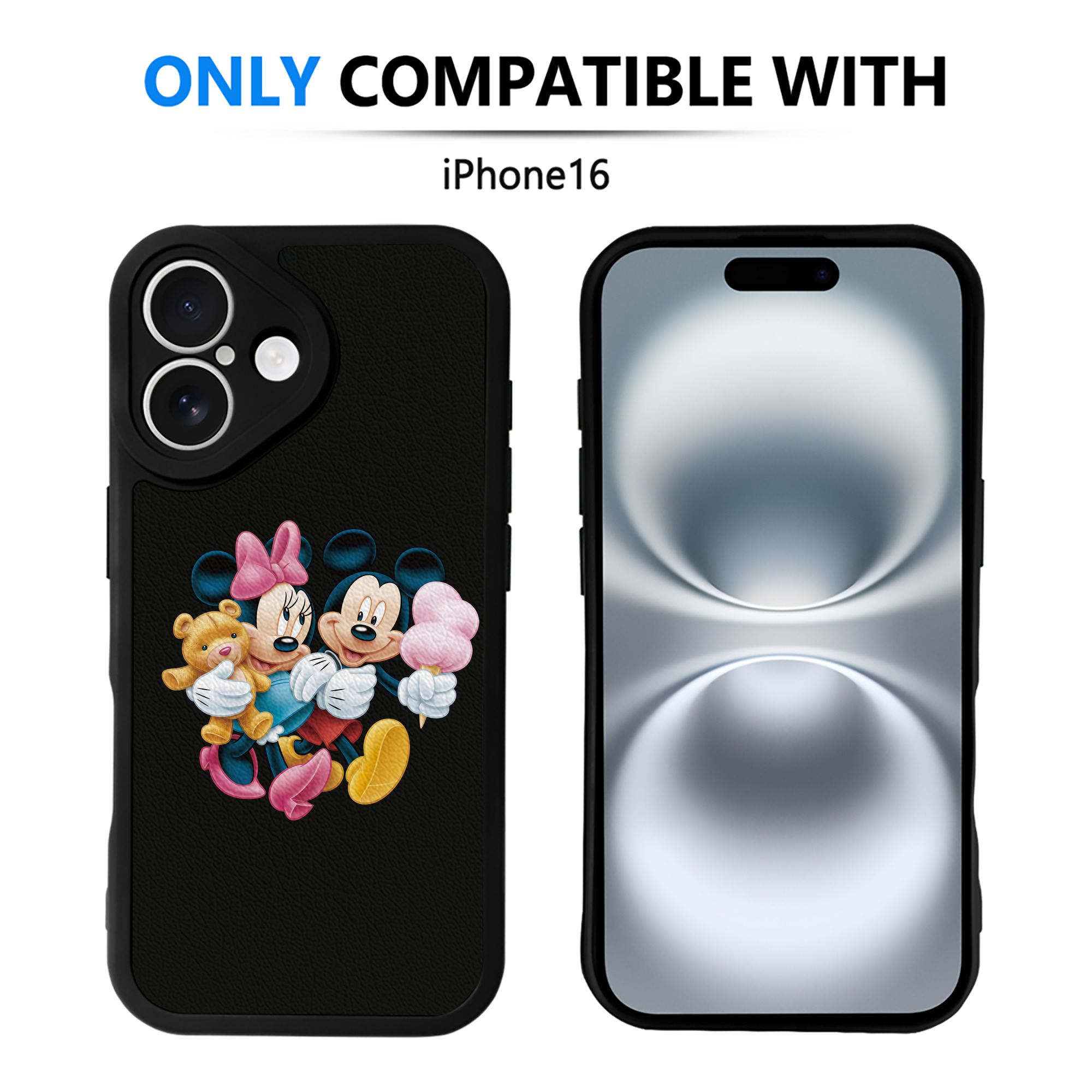 （画像用） ミッキーマウス Mickey Mouse 【iPhone 16シリーズ対応】シリコンスマホケース（レザー調） 材質：シリコン